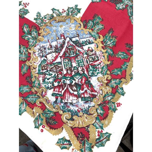Bardwil Linens Christmas Tablecloth “Dickens Christmas” Design 52”x70” NOS 1990s - Picture 3 of 9